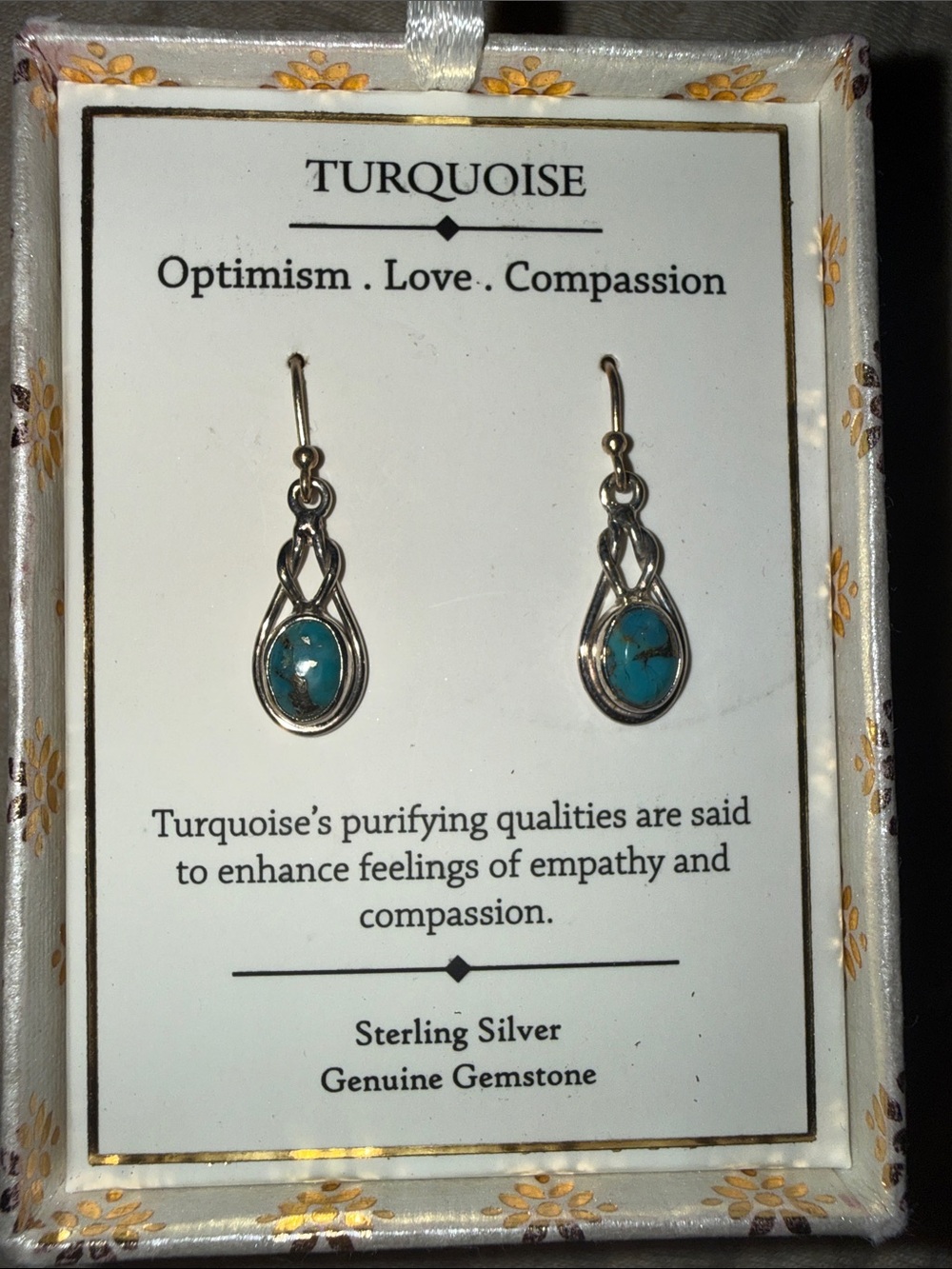 Sterling Silver Turquoise Drop Earrings - Genuine Gemstone